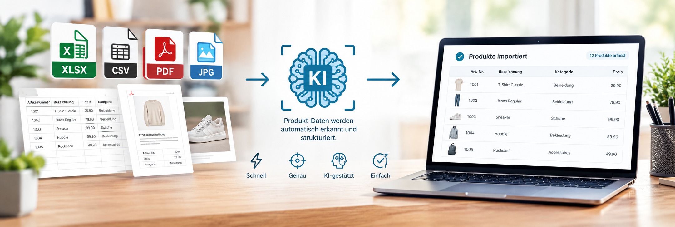 Lieferantendokumente als Excel, CSV, PDF oder Foto werden automatisch zu Artikeln in getBUTIK